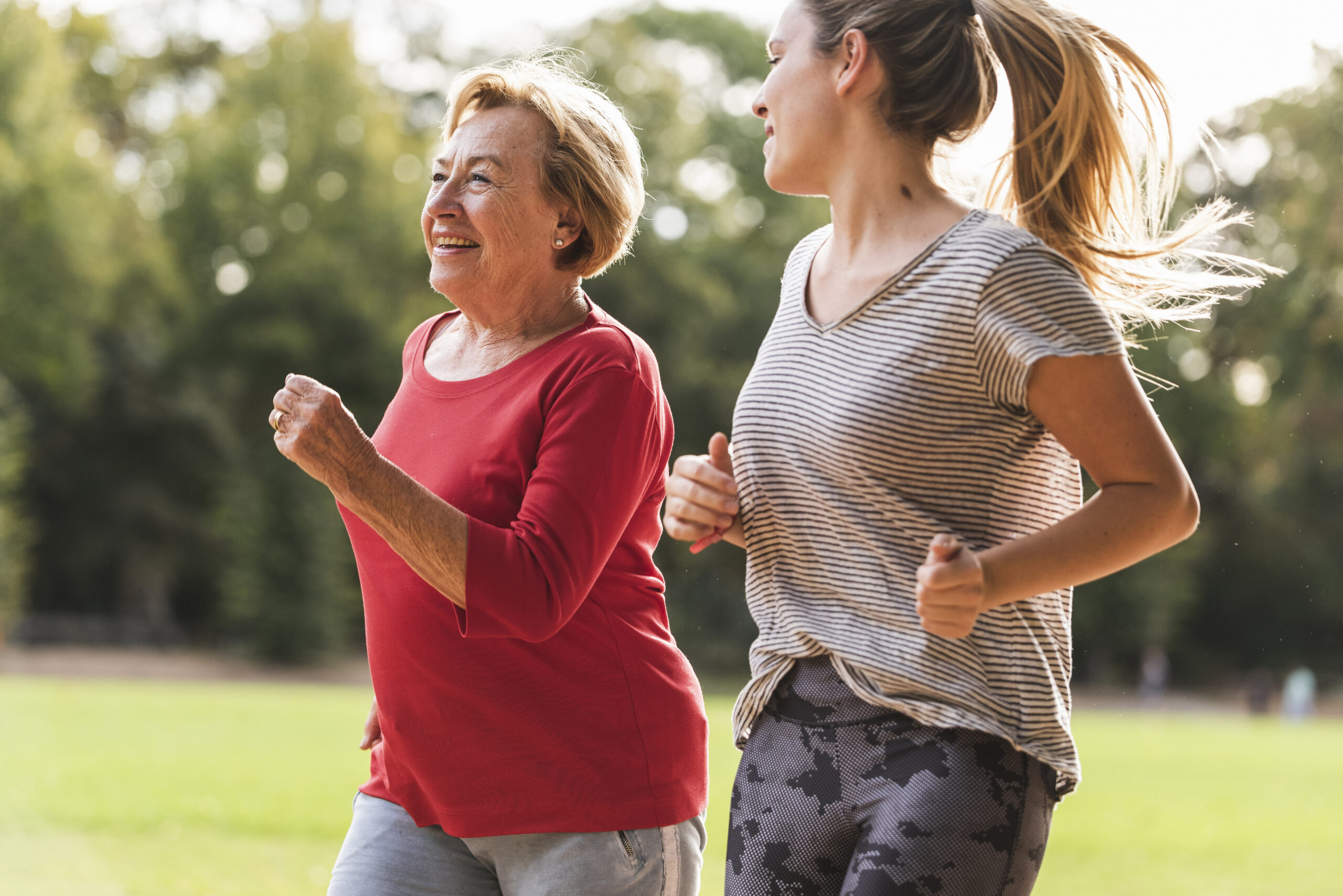 Grandmother and Granddaughter jogging